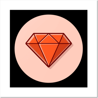 Diamond Cartoon Vector Icon Illustration Posters and Art